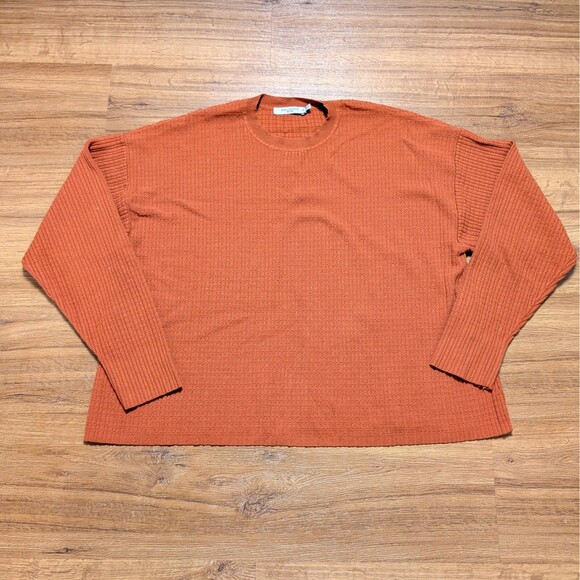 M.M. LaFleur The Tyler Textured Crew Neck Pullover Sweater Women Medium Clay - Picture 1 of 8